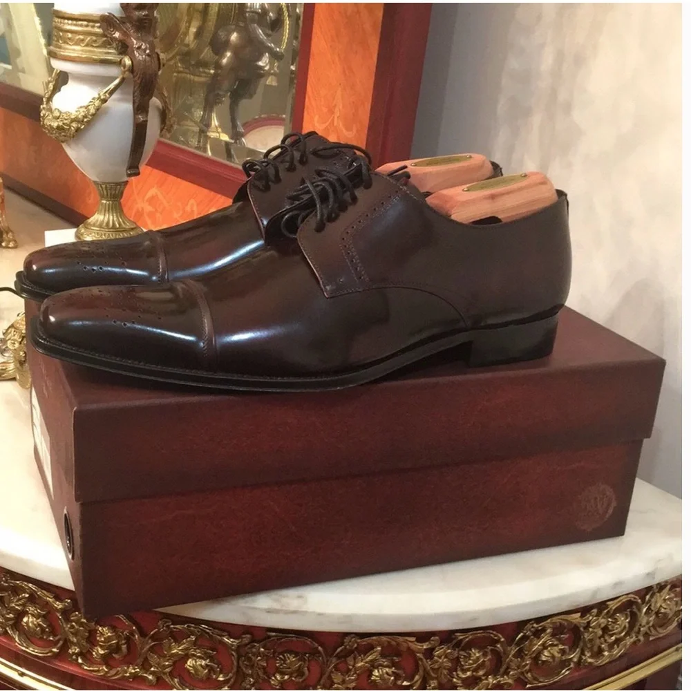 Mezlan Lace Up Leather Brown Oxfords sz.8.5